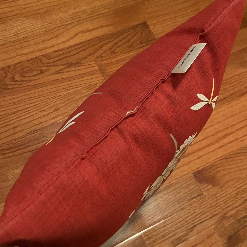 Hampton Bay Red Bee Floral Indoor/Outdoor Accent Pillow